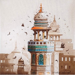 Zahid Ashraf, 12 x 12 inch, Acrylic on Canvas, Cityscape Painting, AC-ZHA-111
